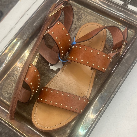 Red Valentino Brown Studded Leather Sandals - Picture 1 of 3